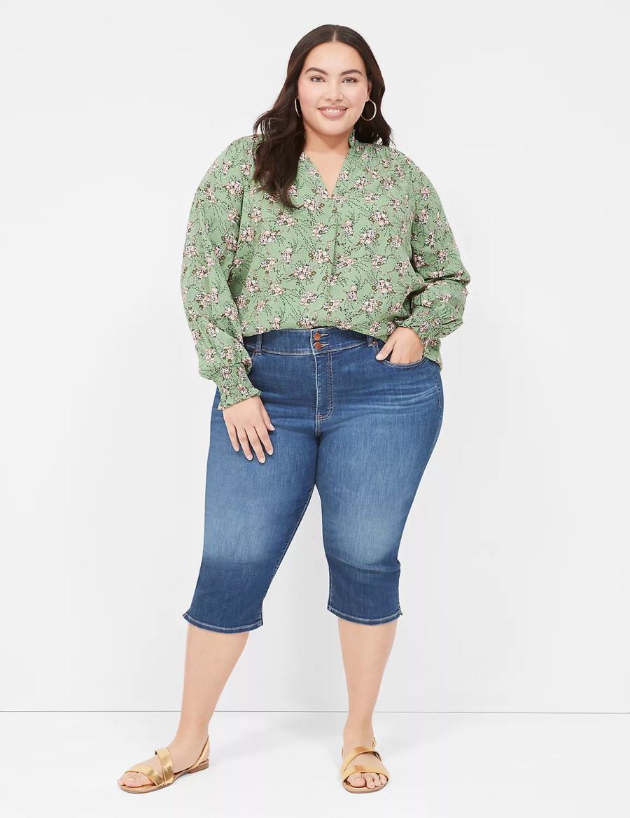 Lane Bryant Tighter Tummy Fit High-Rise Pedal Women Jeans Blue | CZF5163IA