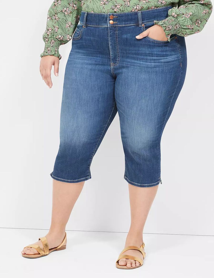 Lane Bryant Tighter Tummy Fit High-Rise Pedal Women Jeans Blue | CZF5163IA