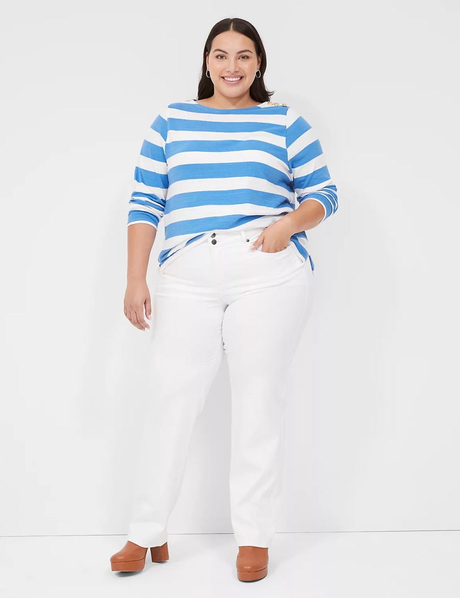 Lane Bryant Tighter Tummy Fit High-Rise Straight Women Jeans White | IZU6137LS