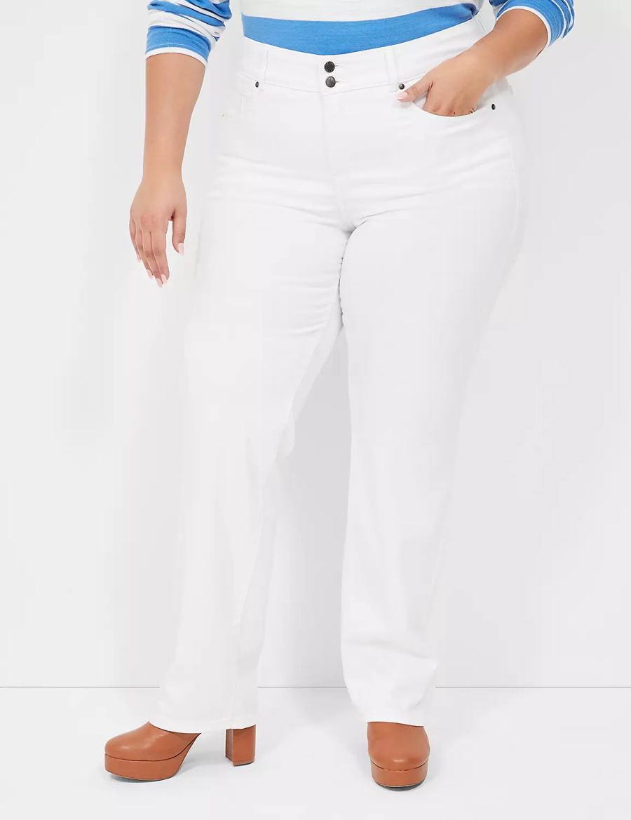 Lane Bryant Tighter Tummy Fit High-Rise Straight Women Jeans White | IZU6137LS