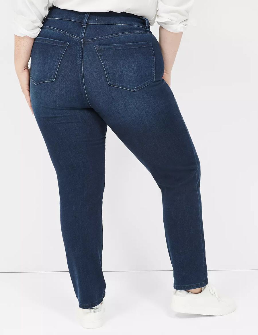 Lane Bryant Tighter Tummy Fit High-Rise Straight Women Jeans Dark Blue | GHG5569II