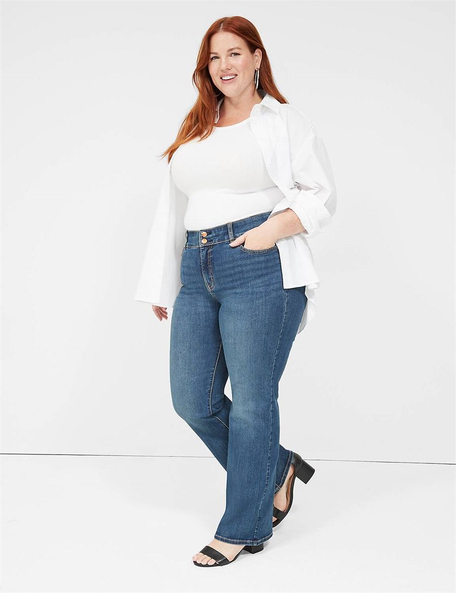 Lane Bryant Tighter Tummy High-Rise Boot Women Jeans Blue | BKH8298QH