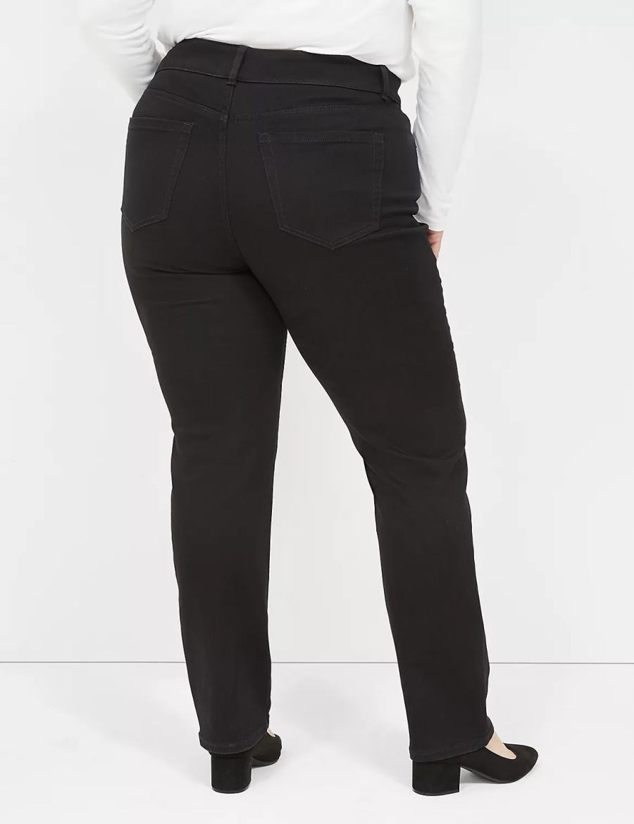 Lane Bryant Tighter Tummy High-Rise Straight Women Jeans Black | EBL4170JW