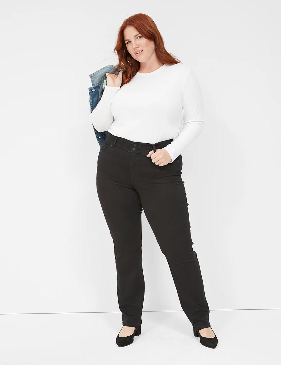 Lane Bryant Tighter Tummy High-Rise Straight Women Jeans Black | EBL4170JW