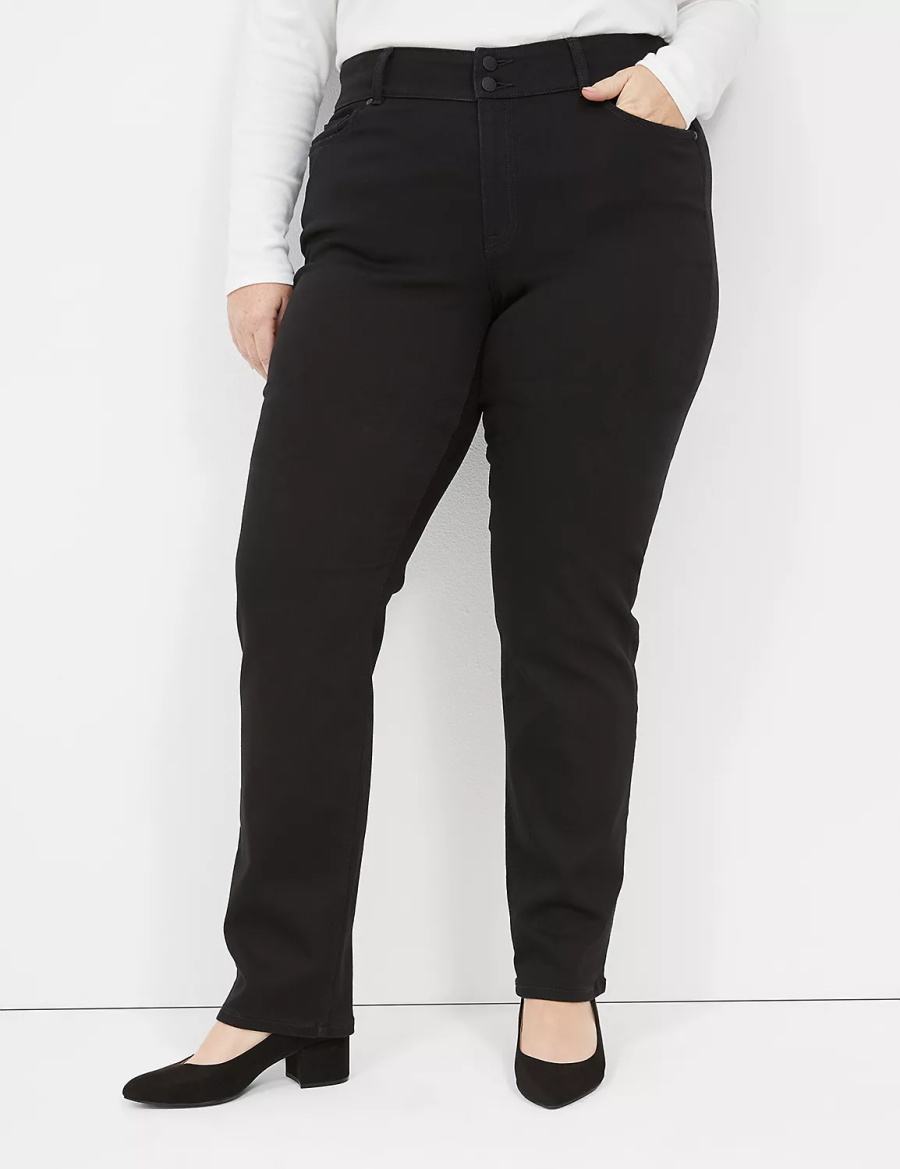 Lane Bryant Tighter Tummy High-Rise Straight Women Jeans Black | EBL4170JW