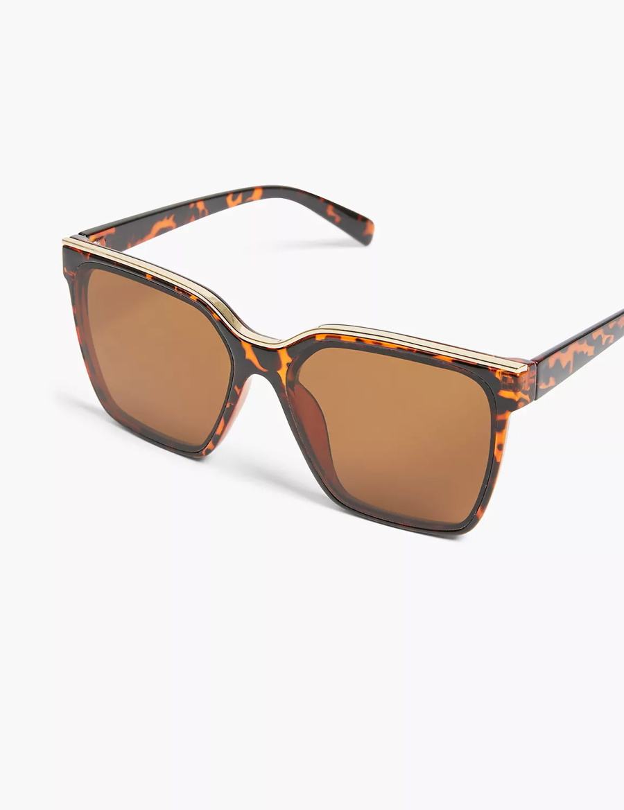 Lane Bryant Tortoiseshell Print Jelly Embellished Cateye Women Sunglasses Brown Black | HTG3932JM