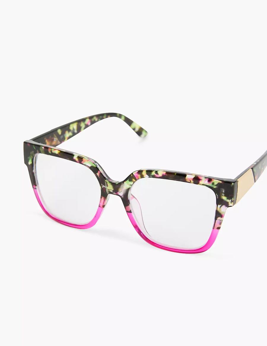 Lane Bryant Tortoiseshell Print & Pink Cateye Reading Women Glasses Black Red | VKV7349VG