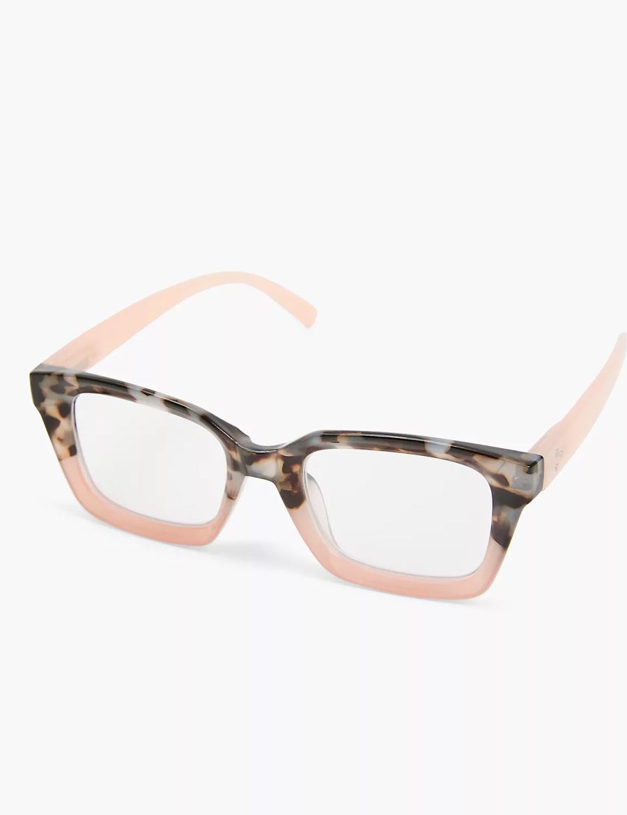 Lane Bryant Tortoiseshell Print & Pink Colorblock Square Reading Women Glasses Black Pink | NQR4275DB