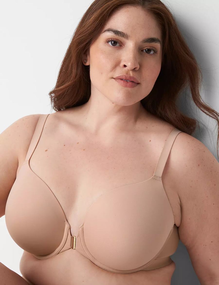 Lane Bryant Totally Smooth Full Coverage Front-Close Women Bralettes Beige | YSH2781TY