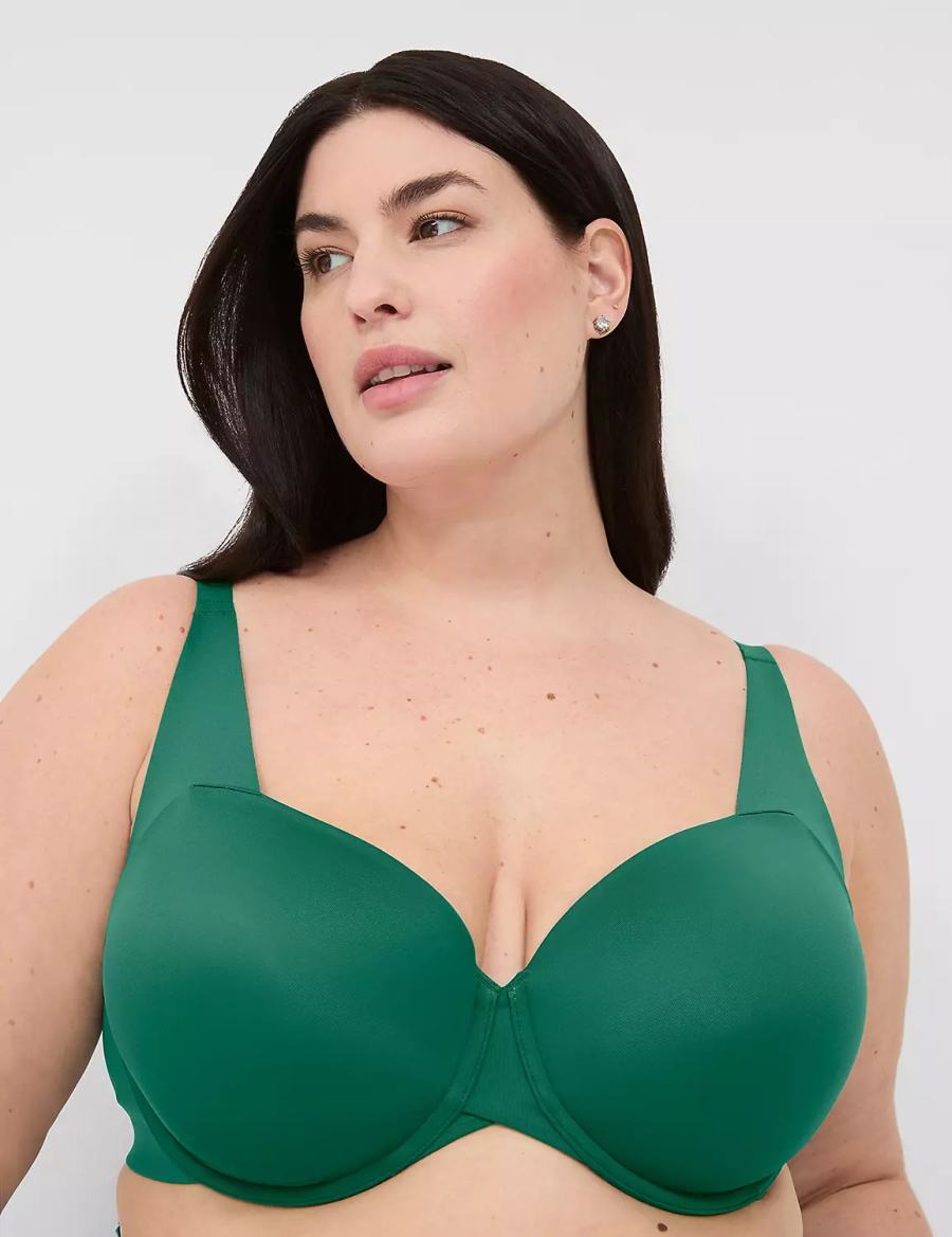 Lane Bryant Totally Smooth Lightly Lined Women Balconette Bra Dark Green | TGH4726PD