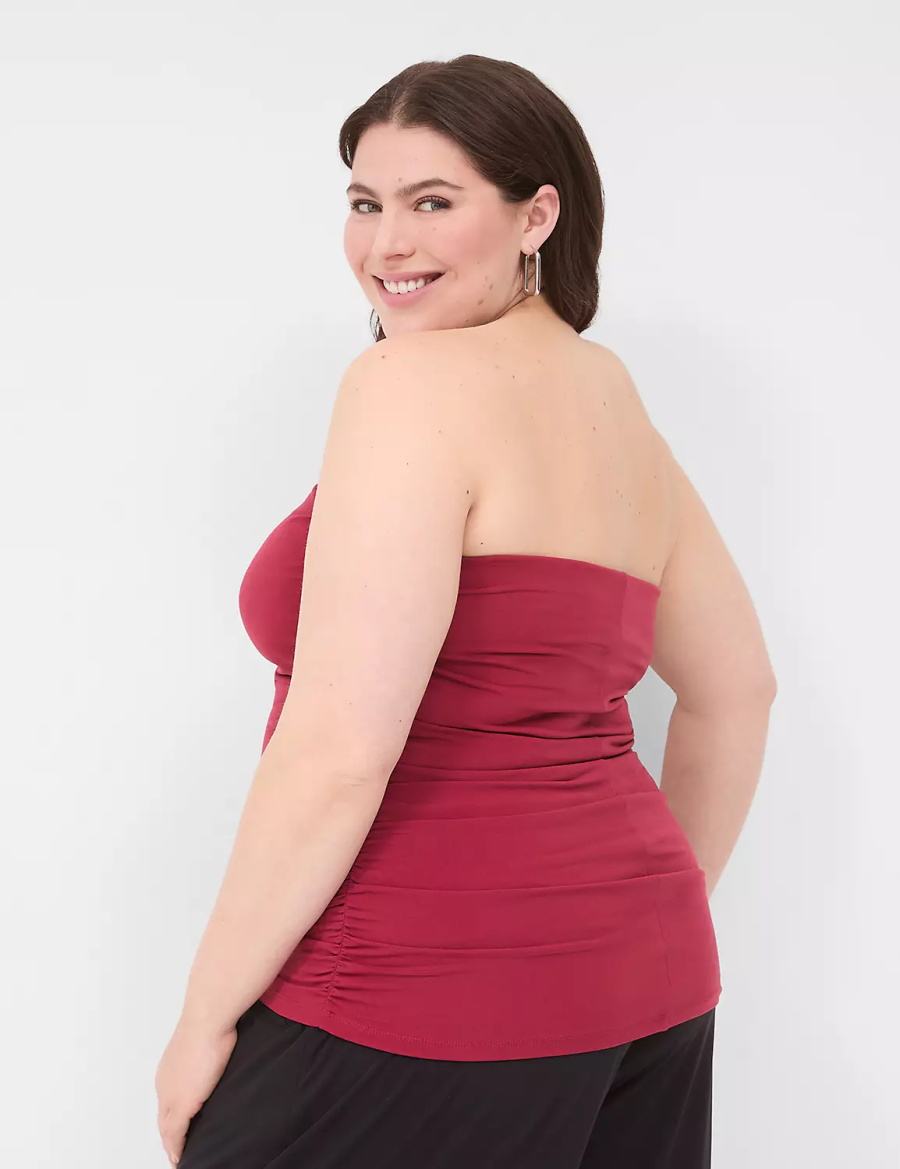 Lane Bryant Tube Top With Shelf-Bra Women Tank Top Deep Red | MQH124VP