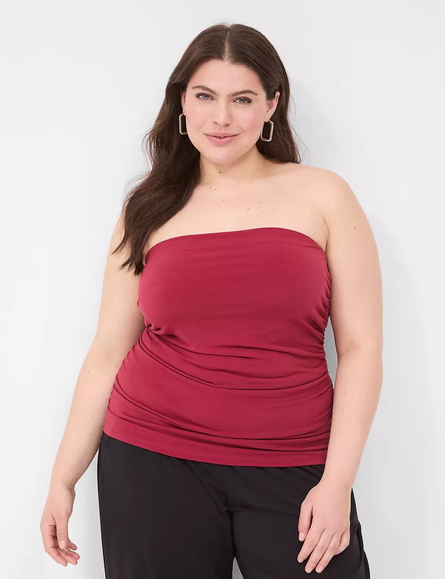 Lane Bryant Tube Top With Shelf-Bra Women Tank Top Deep Red | MQH124VP