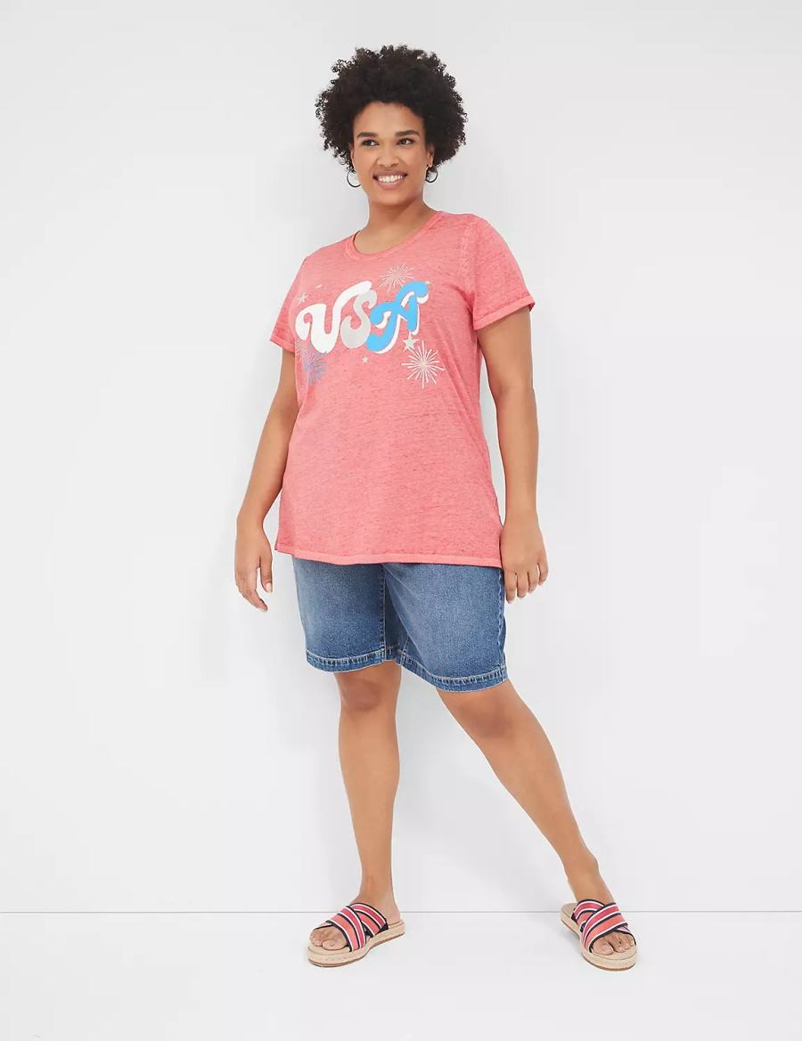 Lane Bryant USA Graphic Tee Women T Shirts Red | YNU1865HE