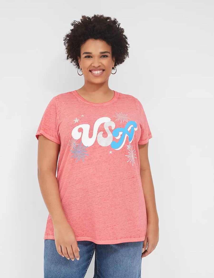 Lane Bryant USA Graphic Tee Women T Shirts Red | YNU1865HE