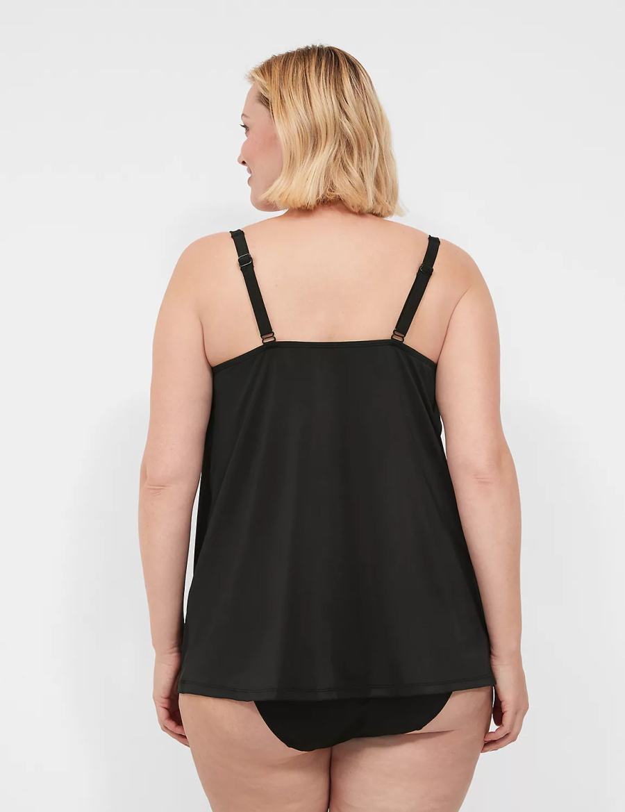 Lane Bryant Underwire Balconette Tankini Women Bikini Top Black | MVH837AD