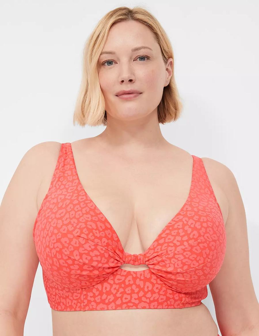 Lane Bryant Underwire Knot-Front Women Bikini Top Coral | CGM8059XB