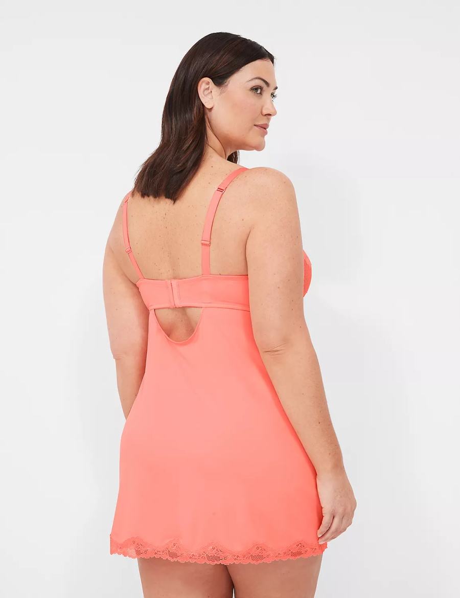 Lane Bryant Underwire Lace Slip Women Dress Pink | MXE3231WK