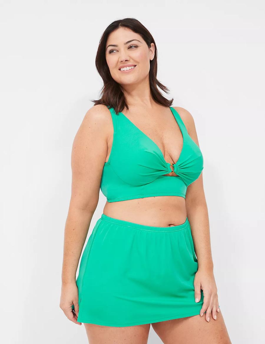 Lane Bryant Underwire Longline O-Ring Women Bikini Top Turquoise | FEZ5495SP