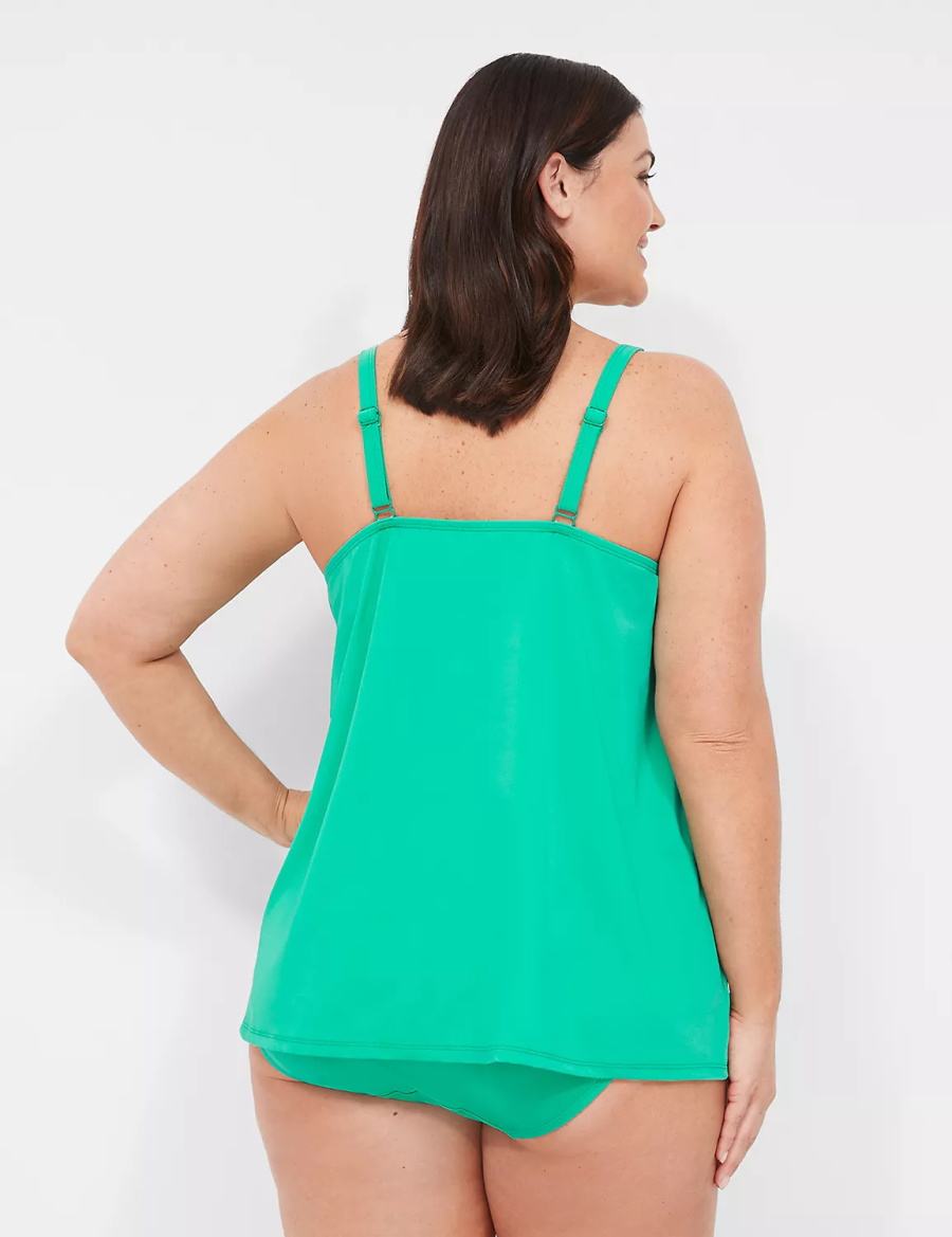 Lane Bryant Underwire O-Ring Tankini Women Bikini Top Turquoise | TNA7490QA