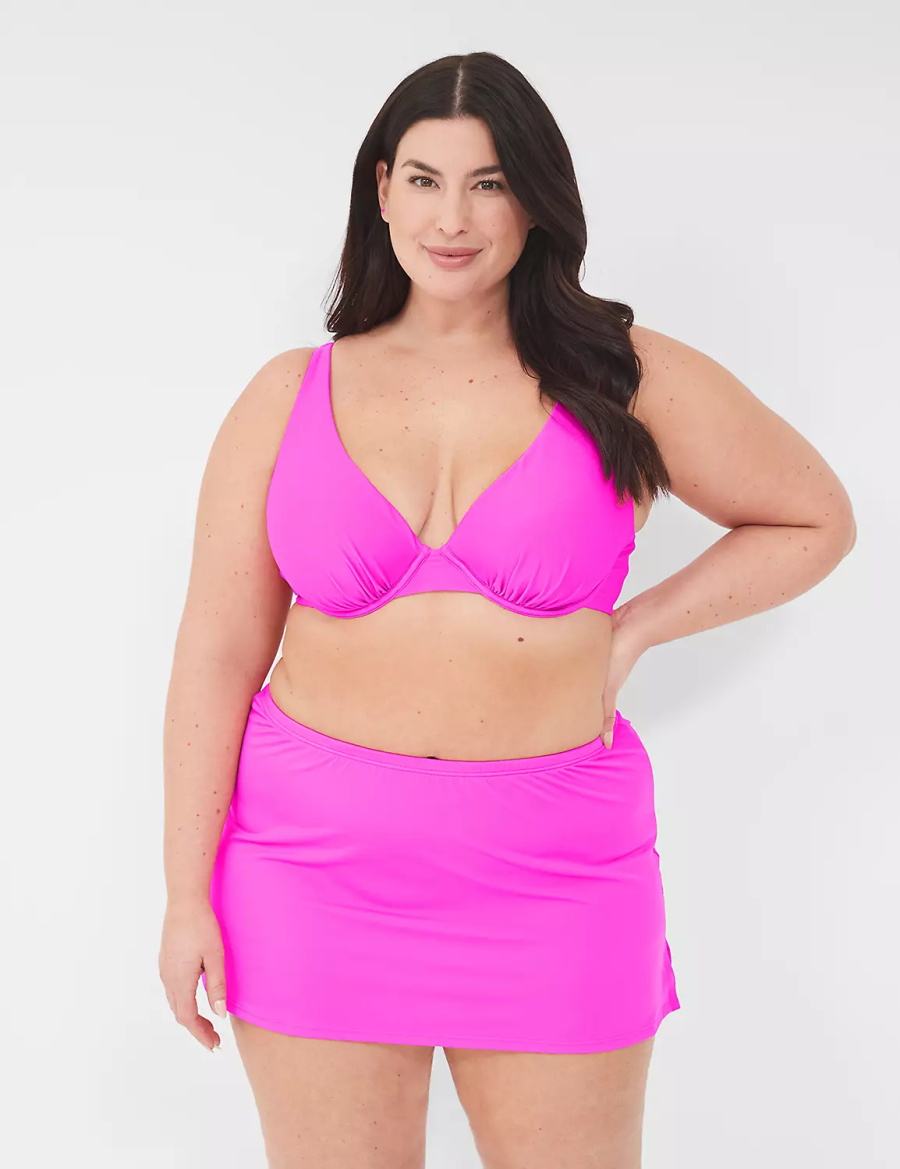 Lane Bryant Underwire Plunge Women Bikini Top Pink | ESZ2160SZ