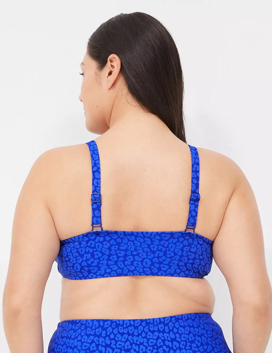 Lane Bryant Underwire Plunge Women Bikini Top Dark Blue | NCE10070LO