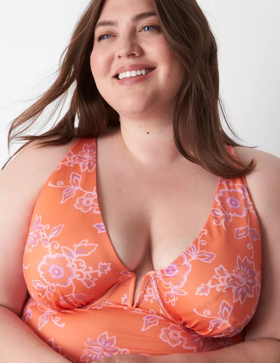 Lane Bryant Underwire V-Wire Swim Tankini Women Bikini Top Pink | GWA7524PT