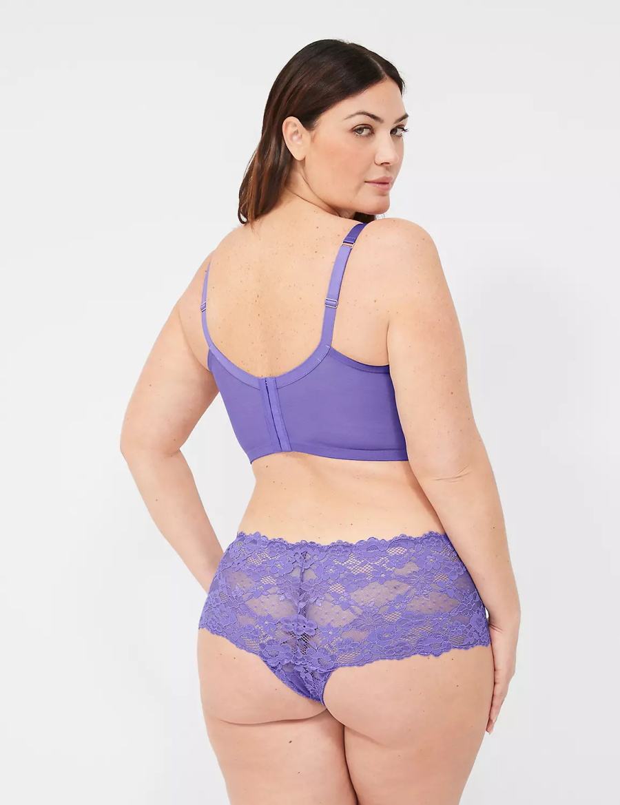 Lane Bryant Unlined Longline Women Balconette Bra Purple | MSB264TP