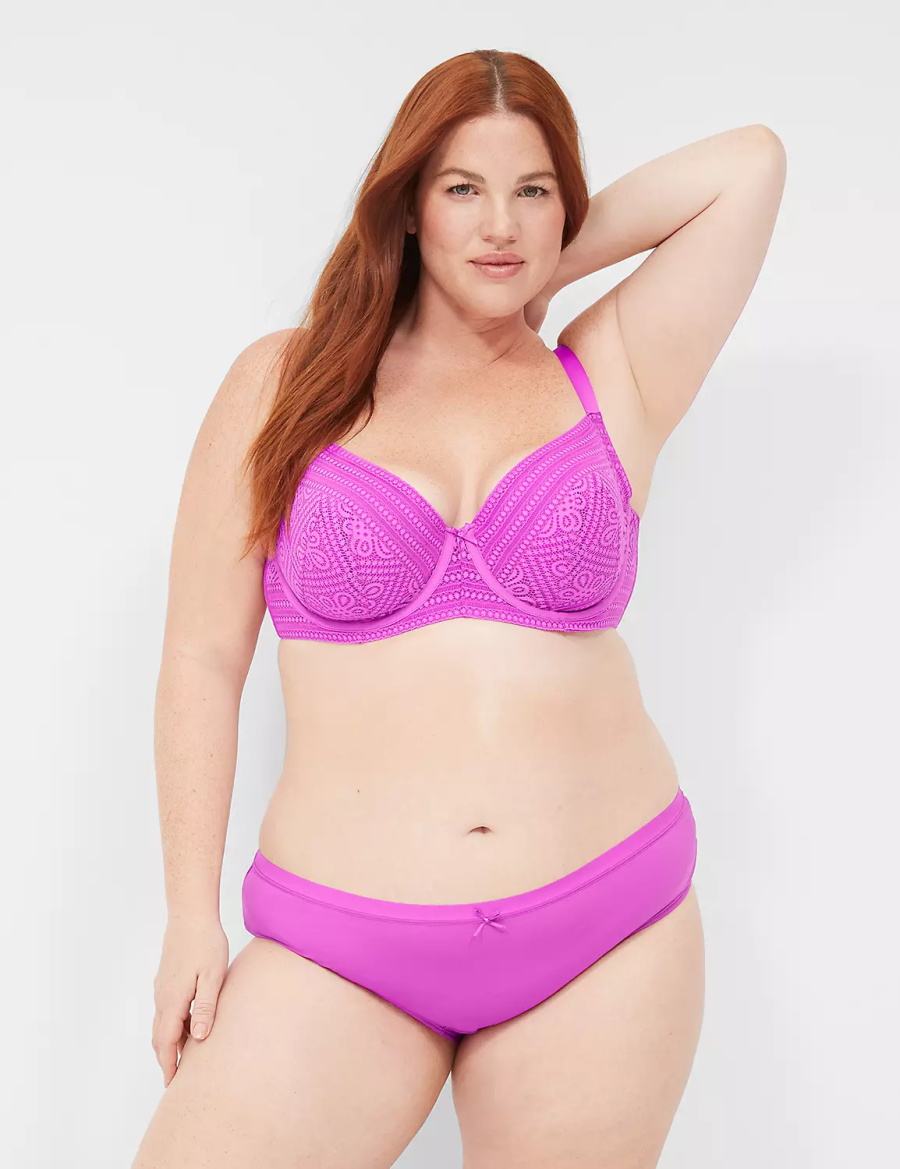 Lane Bryant Unlined with Lace Women Balconette Bra Light Purple | ATJ3354MM