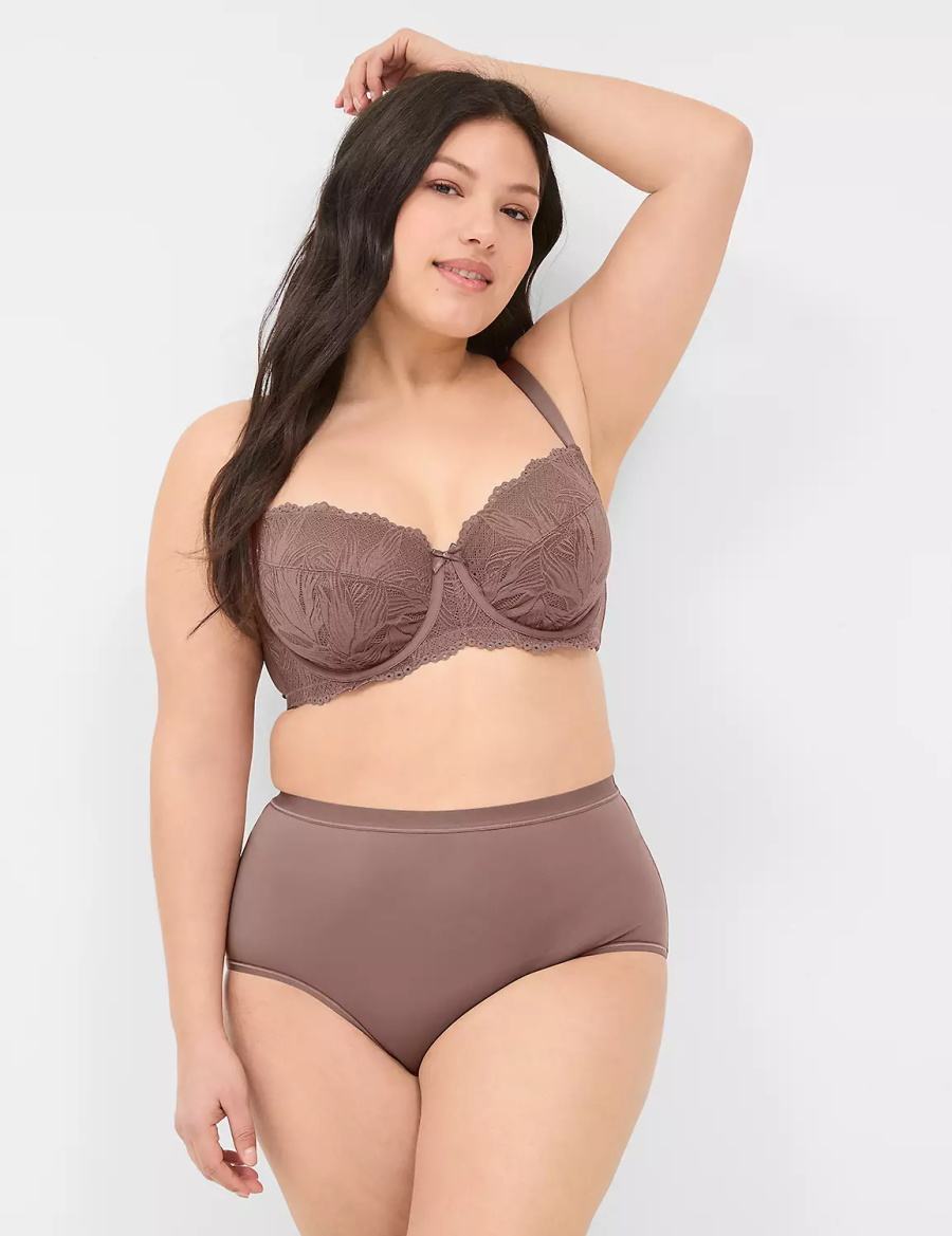 Lane Bryant Unlined with Lace Women Balconette Bra Deep Grey Brown | VGR3047HX