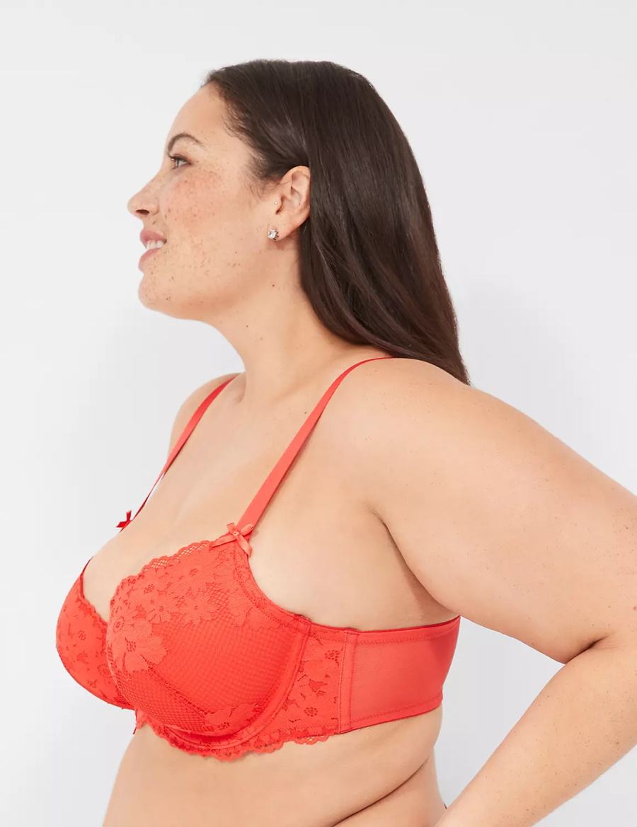 Lane Bryant V-Wire Lace Women Balconette Bra Deep Red | KSQ5435AW