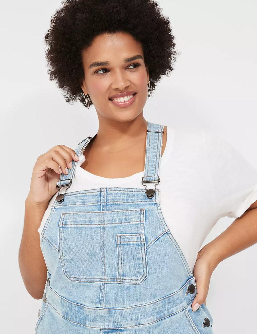 Lane Bryant Wide Leg Denim Women Overall Light Blue | VFY3725RU