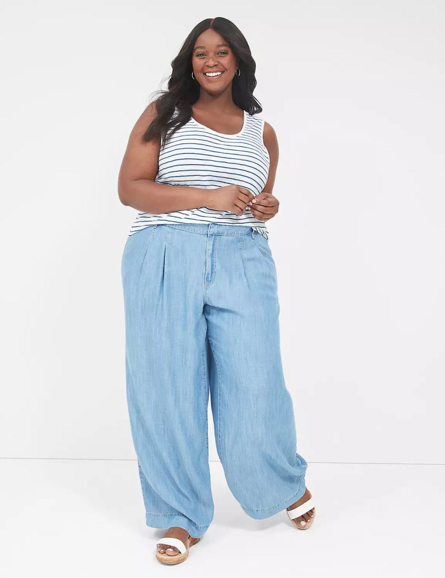 Lane Bryant Wide Leg Trouser Fluid Women Jeans Blue | KGV7667UA