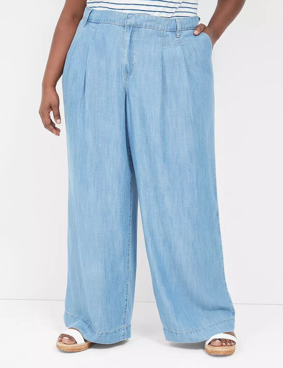 Lane Bryant Wide Leg Trouser Fluid Women Jeans Blue | KGV7667UA