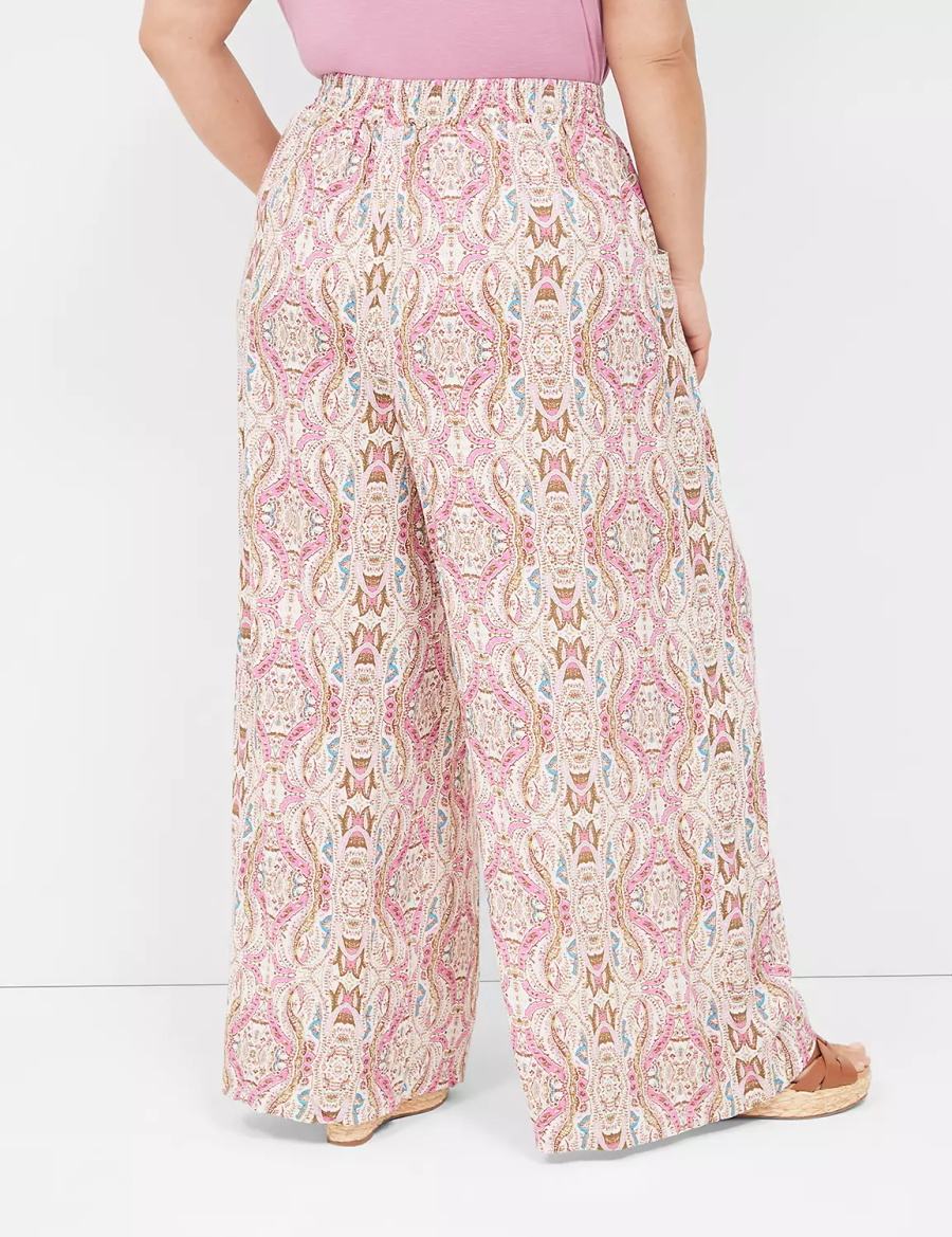 Lane Bryant Wide Leg Vacation Women Pants Pink | FNL4894GU