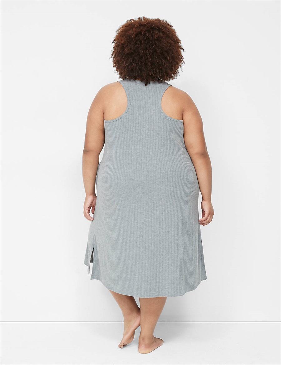 Lane Bryant Wide Rib High-Slit Midi Women Dress Grey | HYC6721UB