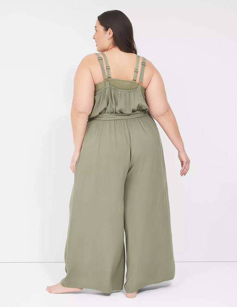 Lane Bryant Woven Jumpsuit Women Cover Ups Green | YKG9816FO