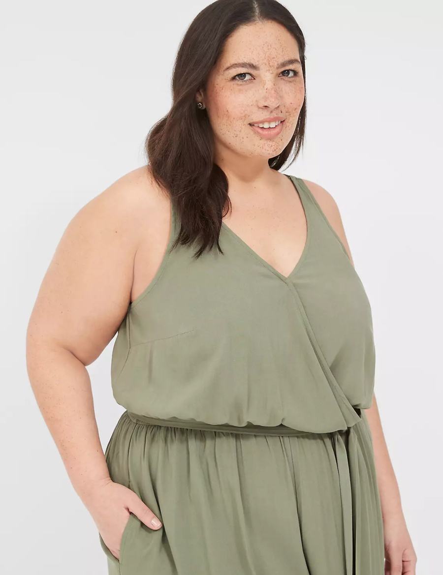 Lane Bryant Woven Jumpsuit Women Cover Ups Green | YKG9816FO