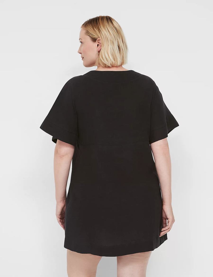 Lane Bryant Woven O-Ring Dolman Women Cover Ups Black | EAX3634RE