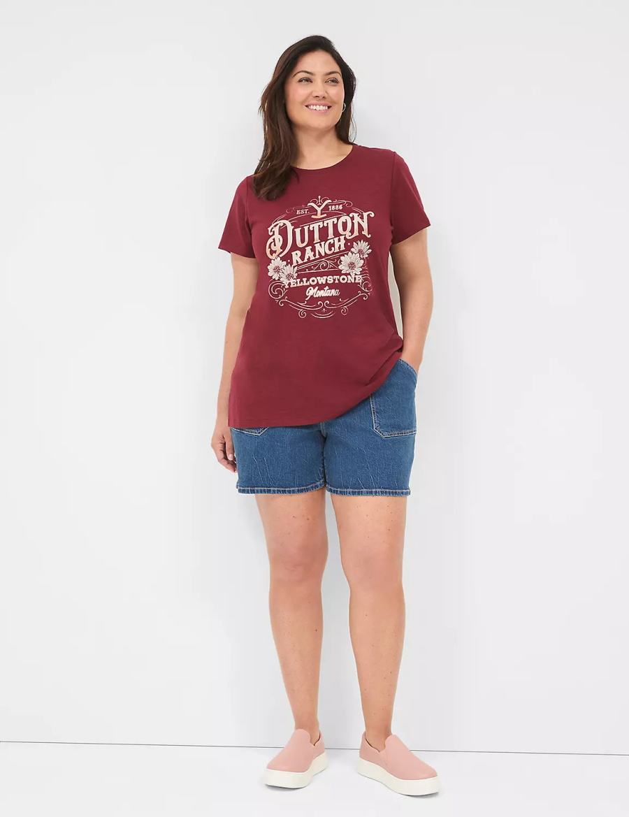 Lane Bryant Yellowstone Dutton Ranch Graphic Tee Women T Shirts Red | BSQ9795CD