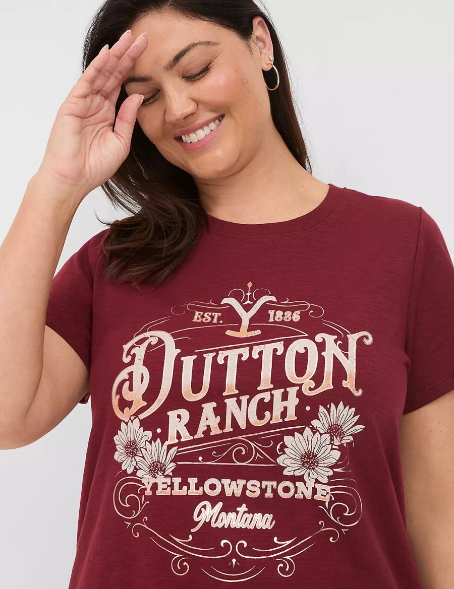 Lane Bryant Yellowstone Dutton Ranch Graphic Tee Women T Shirts Red | BSQ9795CD