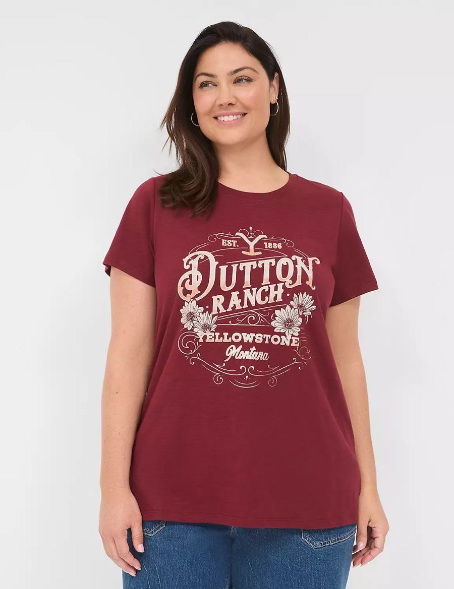 Lane Bryant Yellowstone Dutton Ranch Graphic Tee Women T Shirts Red | BSQ9795CD