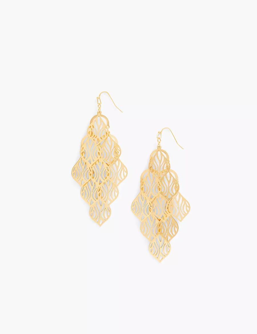 Lane Bryant Zebra Print Chandelier Women Earrings Gold | RHC8490IE